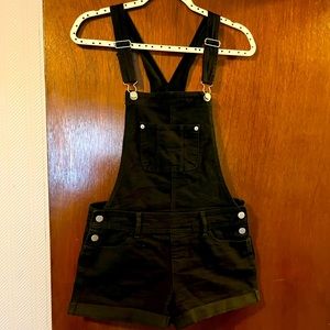 Black Jean shorts overalls, size small, worn twice